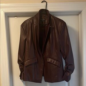 Women's Dark Brown Leather Blazer